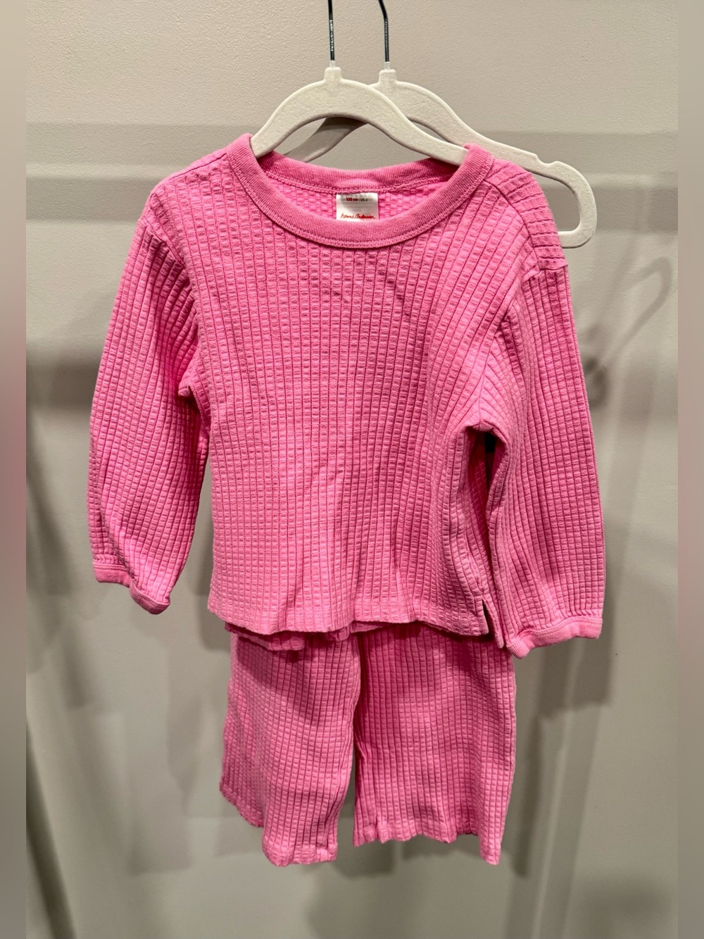 Hanna Andersson Bright Pink Waffle-Knit Set